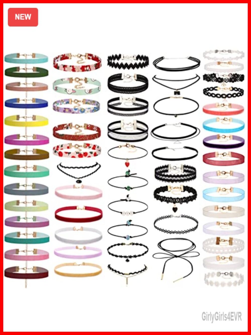 60 Pcs Choker Necklace Set, Adjustable Velvet Lace Tattoo Chokers for Women